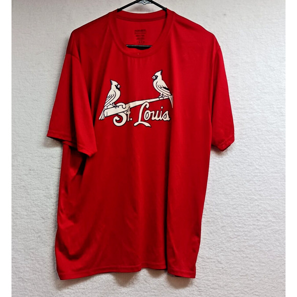 St. Louis Cardinals T-Shirt Moisture Management Adult 2XL Red August Sportswear‎ - Picture 1 of 11